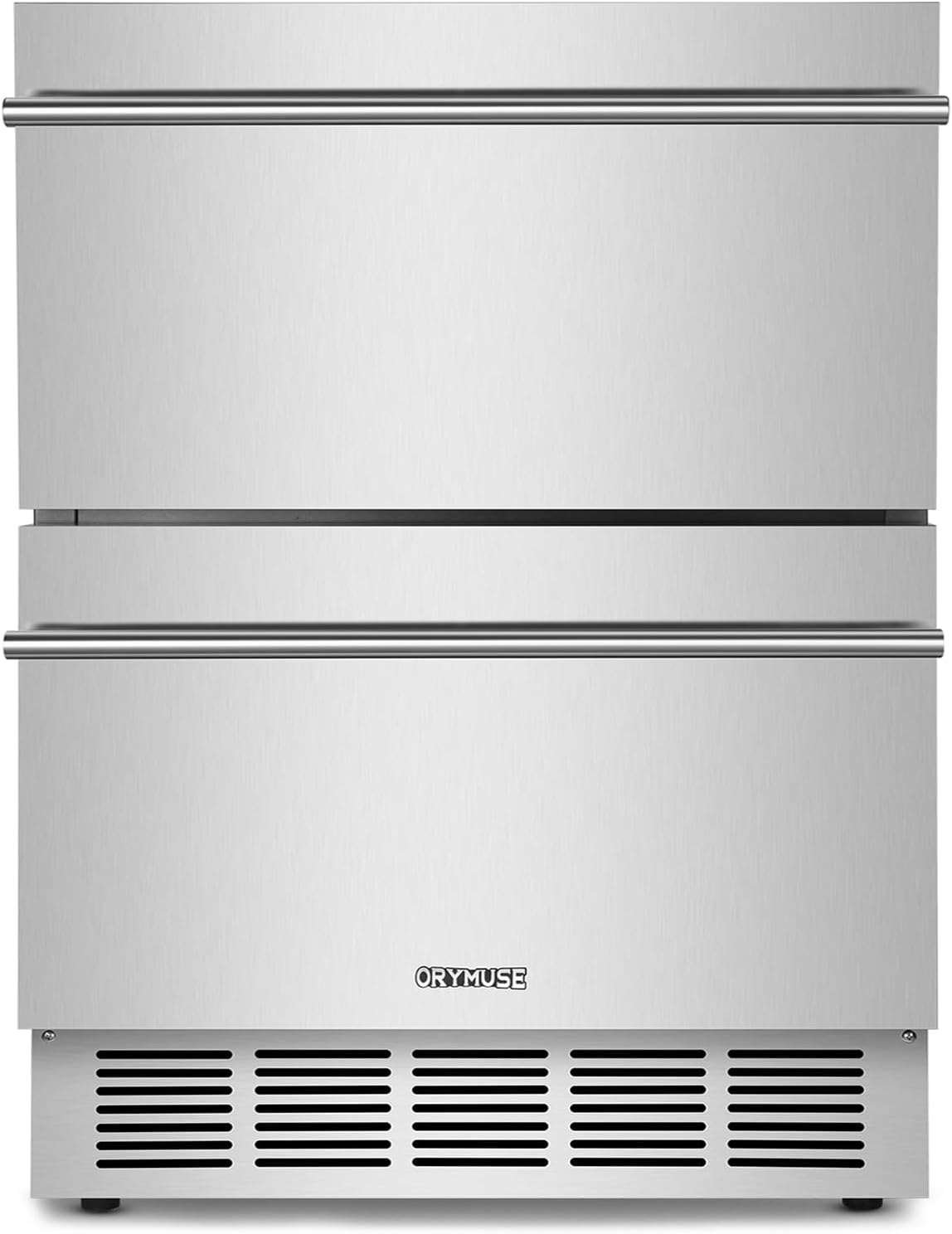 ORYMUSE Outdoor Drawer Refrigerator, 24 Inch Undercounter Beverage Cooler Fridge with Stainless Steel Seamless Door Can Hold 154 Cans w/Powerful Cooling Compressor for Kitchen and Commercial