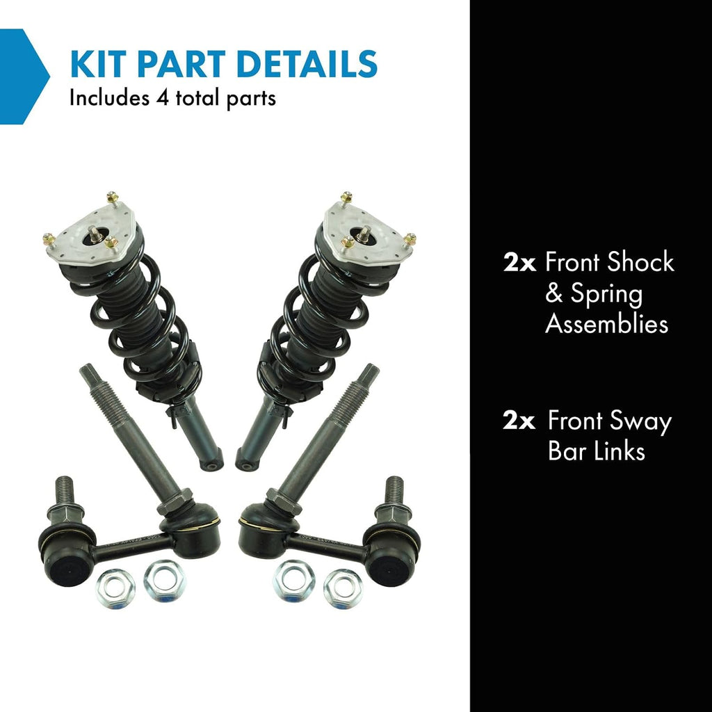TRQ Front Suspension Kit Shock & Spring Strut Assembly Sway Bar Stabilizer Link Compatible with 2011-2012 Infiniti G25 2007-2008 G35 2009-2013 G37 2015 Q40