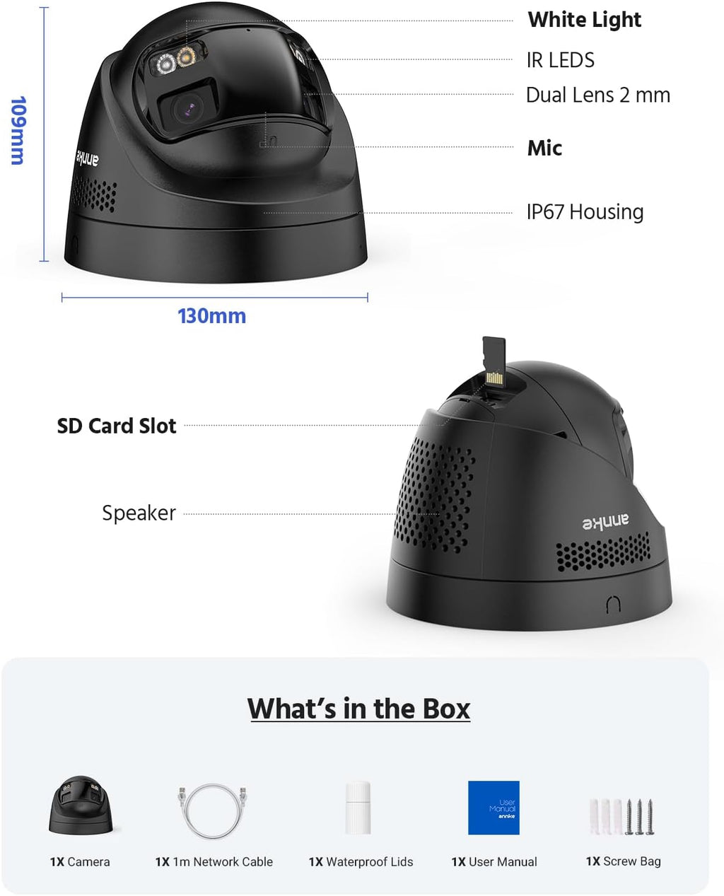 ANNKE FCD800 4K PoE Security Camera Outdoor with Dual Lens 180° Wide Angle, 8MP IP Surveillance Camera, Smart Dual Light, Color Night Vision, Person/Vehicle Detection, Two-Way Talk, IP67 Waterproof
