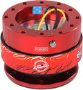 NRG Innovations GEN 2.0 Steering Wheel Quick Release Adapter, With Mounting Bolts & Allen Key, 6 X 70mm / 6 x 74mm Bolt Pattern, Red Body/Red ring with Litteral Collab, NRG-SRK-200RD-LITT