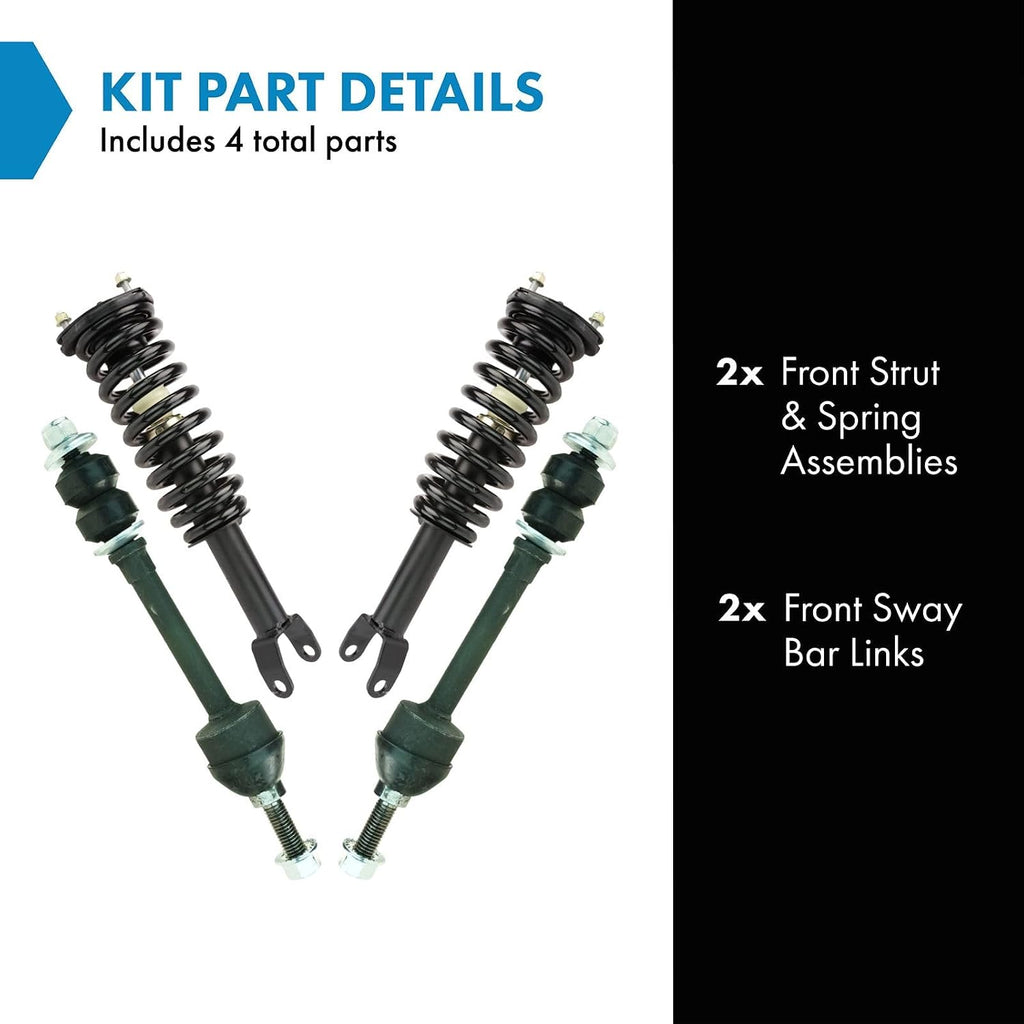 TRQ Front Suspension Kit Complete Strut & Coil Spring Assembly Sway Bar Stabilizer Link Compatible with 2005-2009 Dodge Dakota 2006-2009 Mitsubishi Raider