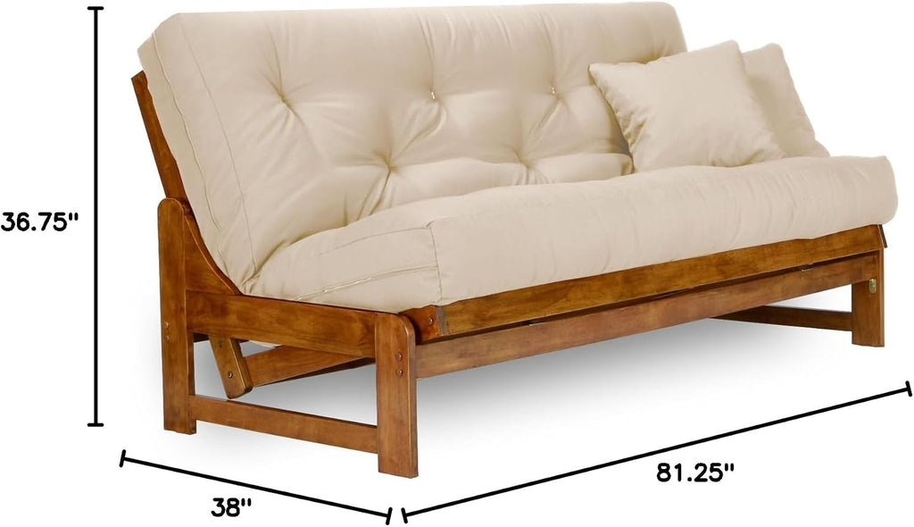 Nirvana Futons Arden Futon Set - Queen Size, Frame, 8' Mattress, Twill Khaki Cover