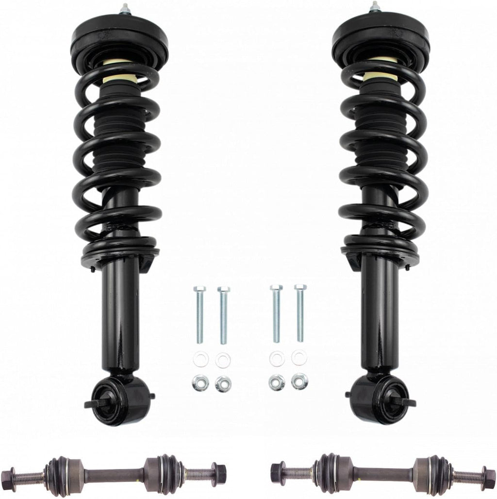 TRQ Front Suspension Kit Shock & Spring Strut Assembly Sway Bar Stabilizer Link Compatible with 2014-2017 Ford Expedition Lincoln Navigator