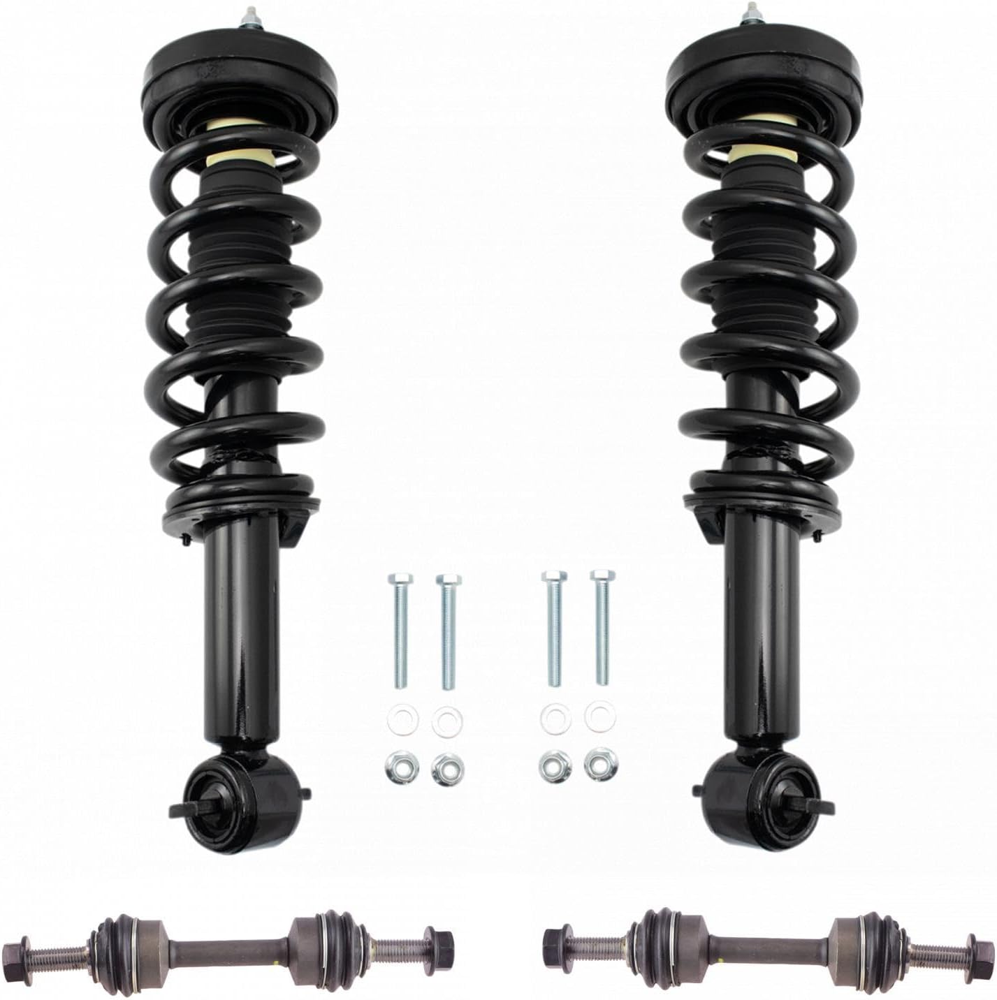 TRQ Front Suspension Kit Shock & Spring Strut Assembly Sway Bar Stabilizer Link Compatible with 2014-2017 Ford Expedition Lincoln Navigator