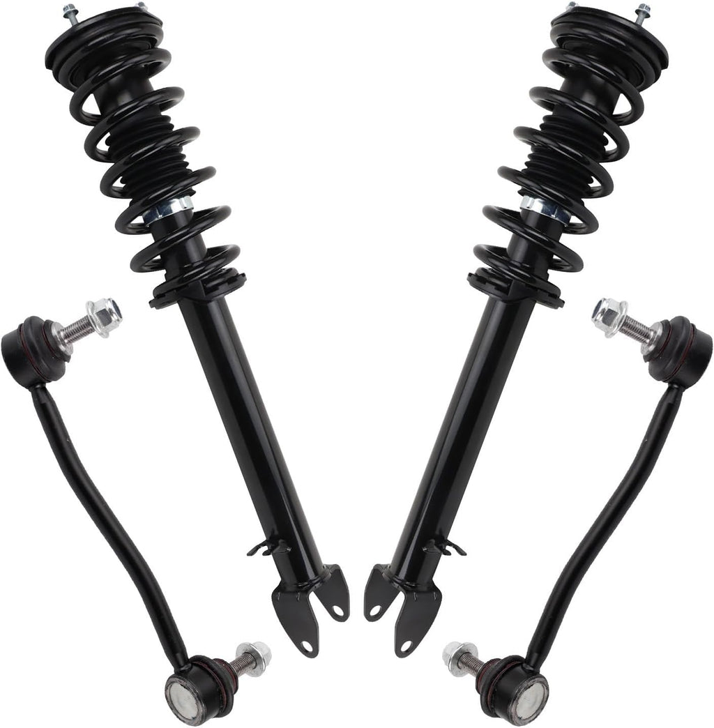 TRQ Front Suspension Kit Shock & Spring Strut Assembly Sway Bar Stabilizer Link Compatible with 2012-2016 Tesla S