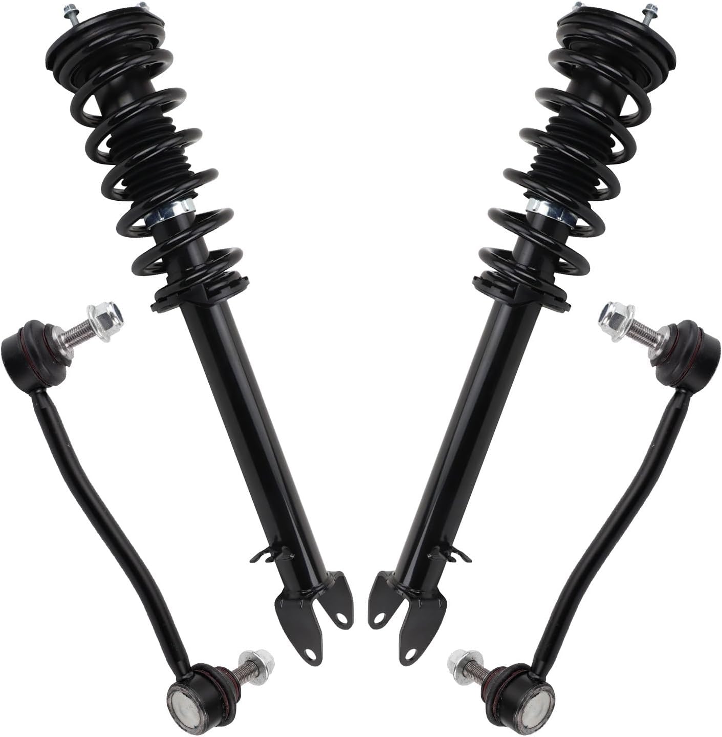 TRQ Front Suspension Kit Shock & Spring Strut Assembly Sway Bar Stabilizer Link Compatible with 2012-2016 Tesla S