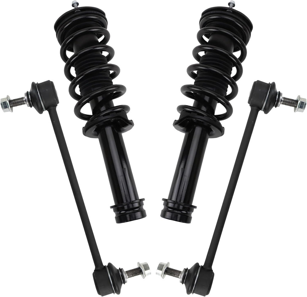 TRQ Front Suspension Kit Shock & Spring Strut Assembly Sway Bar Stabilizer Link Compatible with 2014-2016 Tesla S