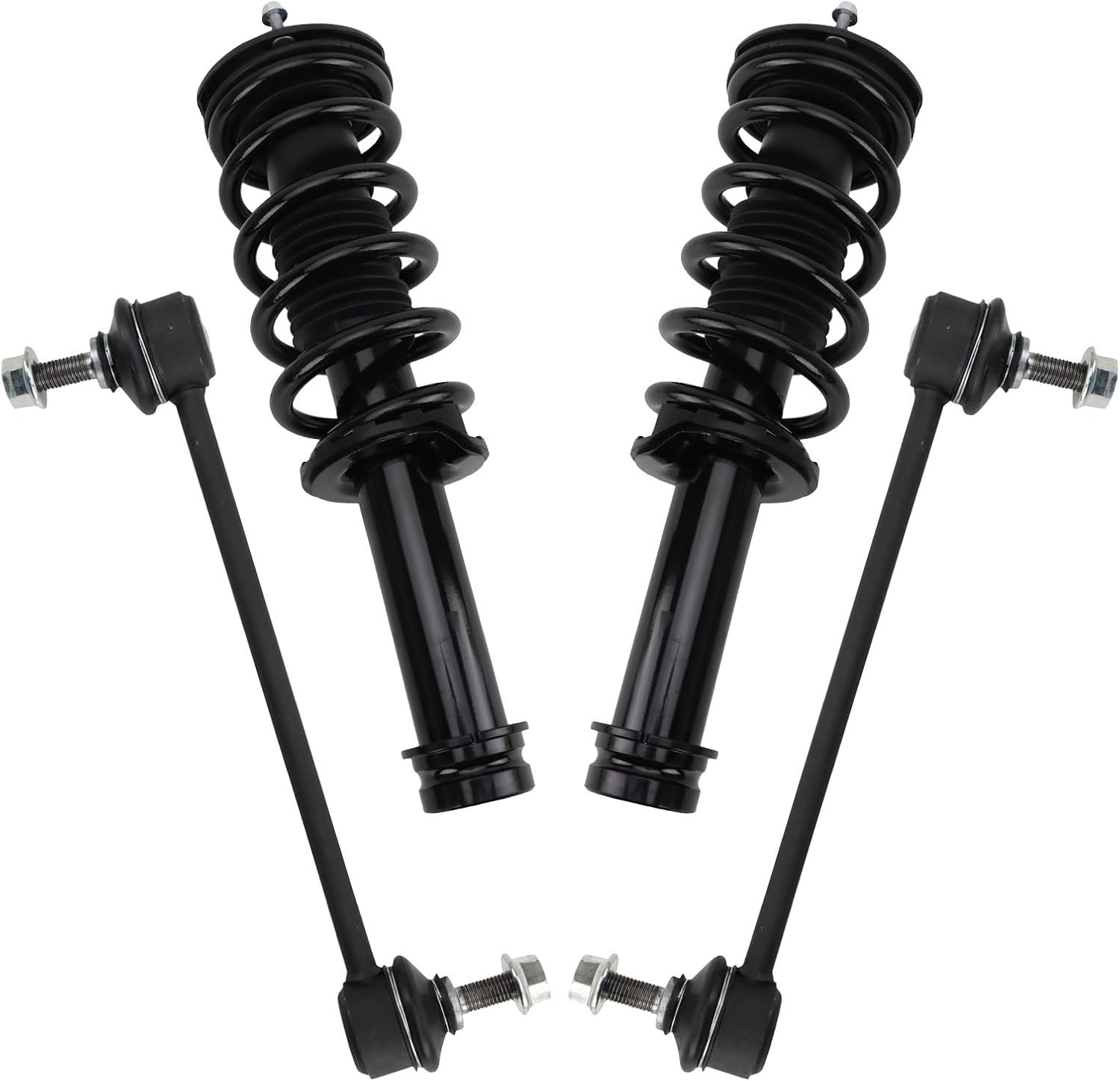 TRQ Front Suspension Kit Shock & Spring Strut Assembly Sway Bar Stabilizer Link Compatible with 2014-2016 Tesla S
