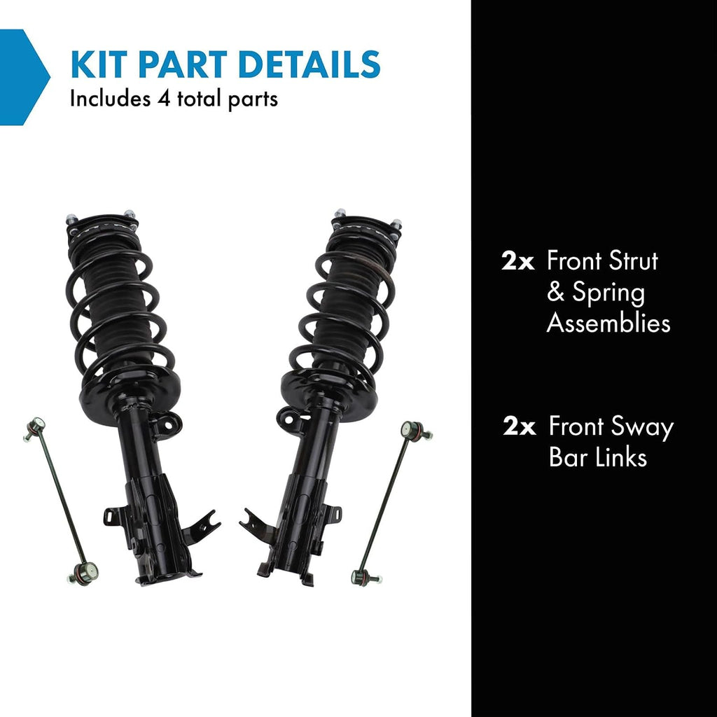 TRQ Front Suspension Kit Complete Strut & Coil Spring Assembly Sway Bar Stabilizer Link Compatible with 2012-2015 Honda Civic