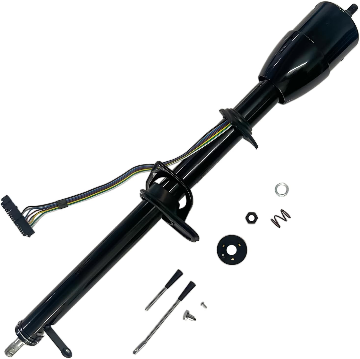 35' Manual Black Floor Shift Stainless Steel Column Shift Tilt Non-Keyed with Wheel Adapter Replacement for C10 C20 Truck 1967-1972
