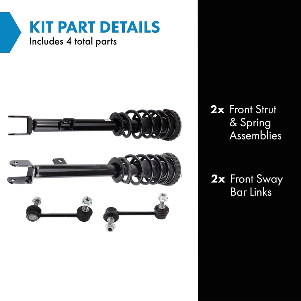 TRQ Front Suspension Kit Complete Strut & Coil Spring Assembly Sway Bar Stabilizer Link Compatible with 2009-2014 Hyundai Genesis
