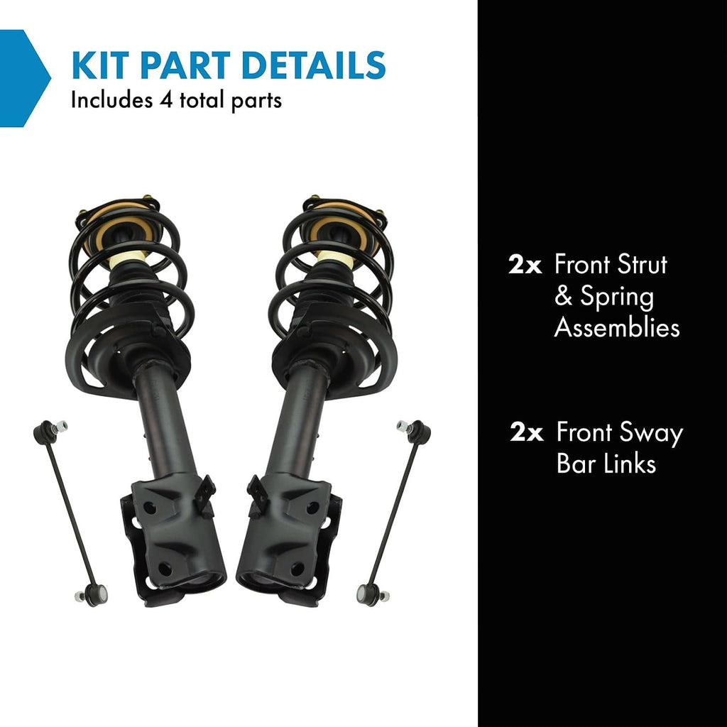 TRQ Front Suspension Kit Complete Strut & Coil Spring Assembly Sway Bar Stabilizer Link Compatible with 2011-2017 Jeep Compass