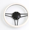 14'' Billet Half Wrap 9 Bolts Steering Wheel with 2'' Dish and Horn Button(White)