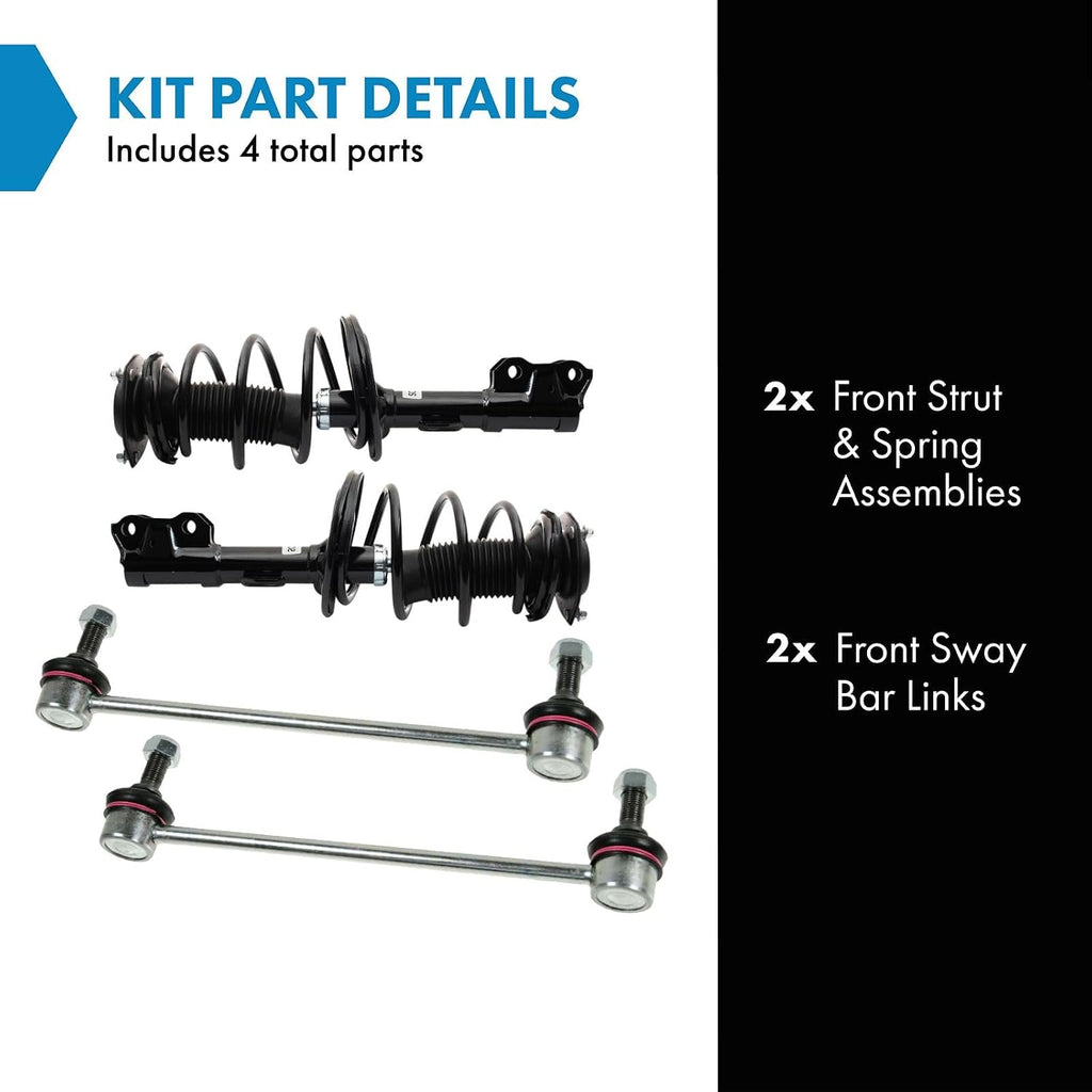 TRQ Front Suspension Kit Complete Strut & Coil Spring Assembly Sway Bar Stabilizer Link Compatible with 2013-2015 Toyota Avalon Limited