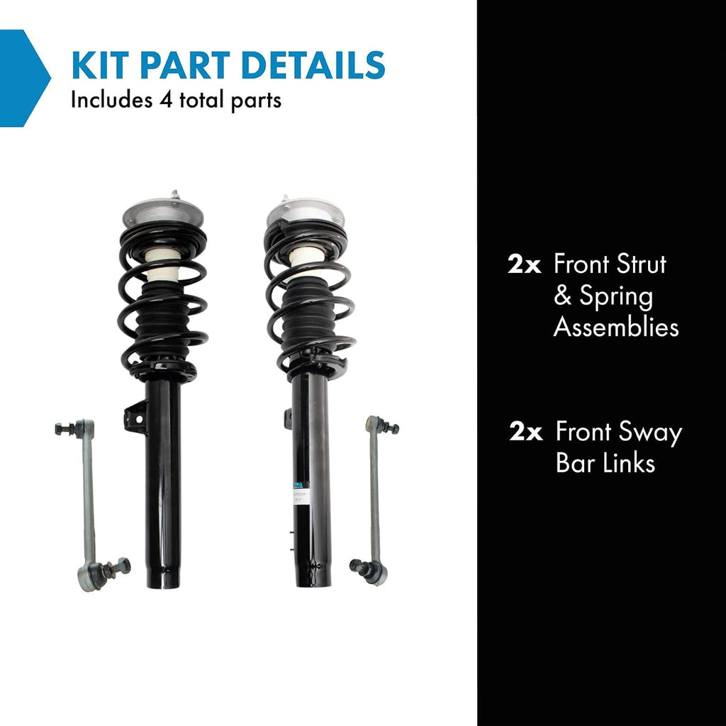 TRQ Front Suspension Kit Complete Strut & Coil Spring Assembly Sway Bar Stabilizer Link Compatible with 2013-2015 BMW X1 Rear Wheel Drive