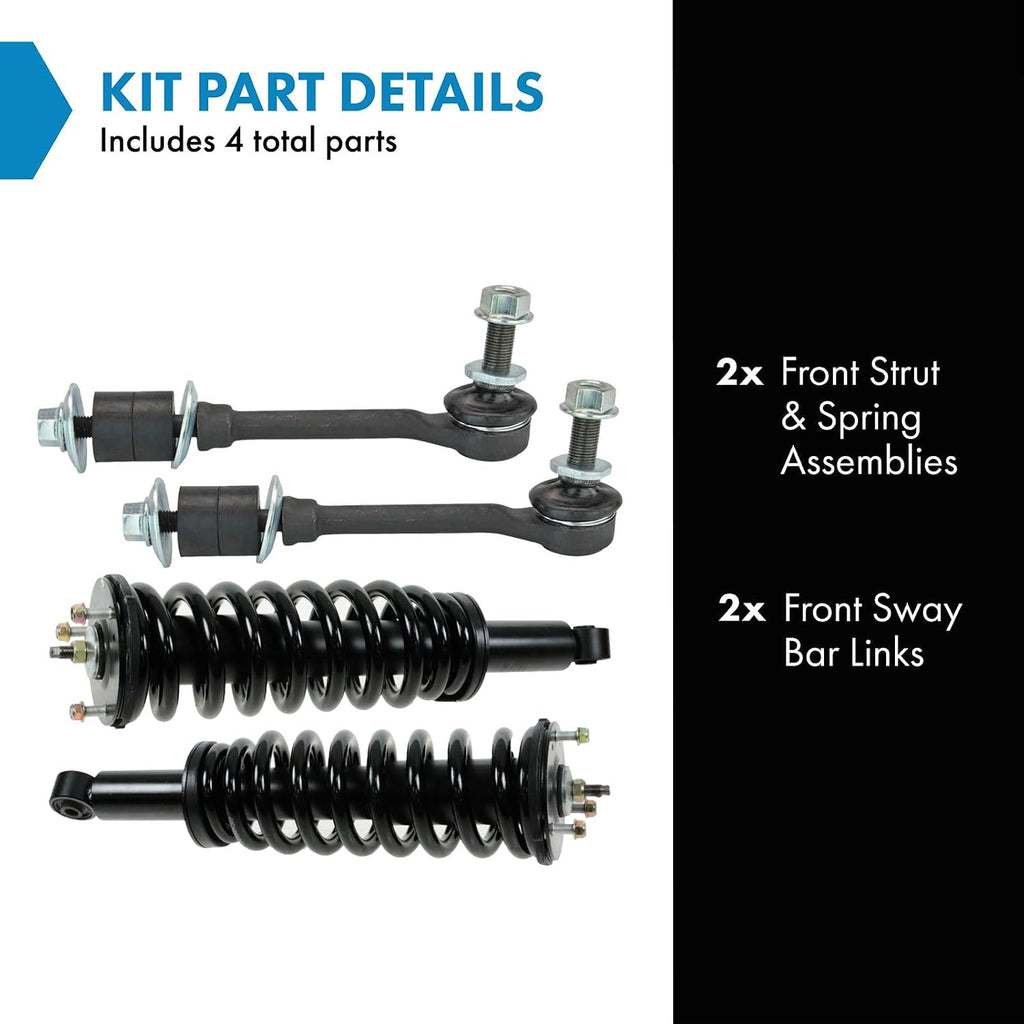 TRQ Front Suspension Kit Complete Strut & Coil Spring Assembly Sway Bar Stabilizer Link Compatible with 2003-2006 Toyota Tundra