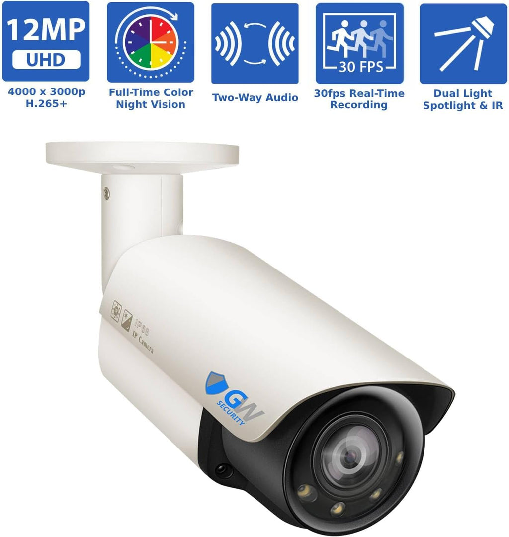 GW Security 32 Channel UltraHD 6K 12MP @ 30FPS Realtime Face Recognition PoE Security Camera System with 32 x 12MP Full-Time Color Night Vision Outdoor/Indoor Smart AI Bullet Cameras, 10TB Hard Drive