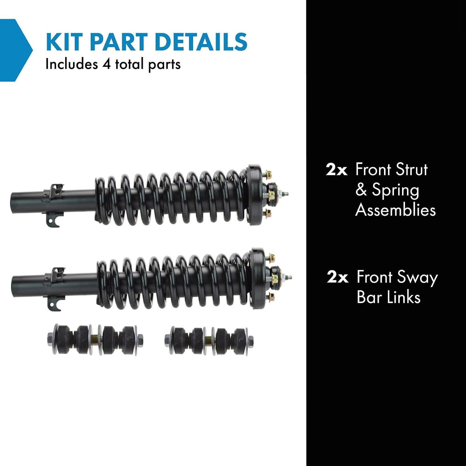TRQ Front Suspension Kit Complete Strut & Coil Spring Assembly Sway Bar Stabilizer Link Compatible with 1994-1997 Honda Accord 1995-1998 Odyssey 1996-1999 Isuzu Oasis