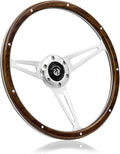 14'' Classic Riveted wooden steering wheel with 6 bolt and Horn Button