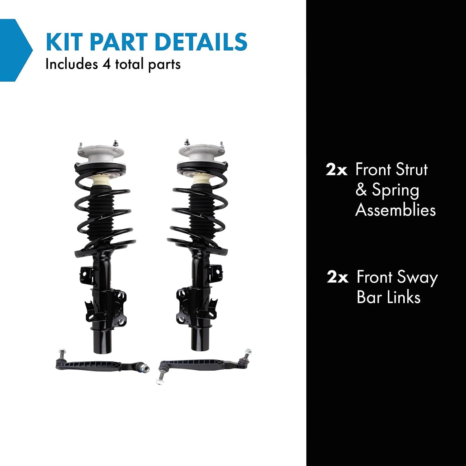 TRQ Front Suspension Kit Complete Strut & Coil Spring Assembly Sway Bar Stabilizer Link Compatible with 2013-2019 Cadillac ATS