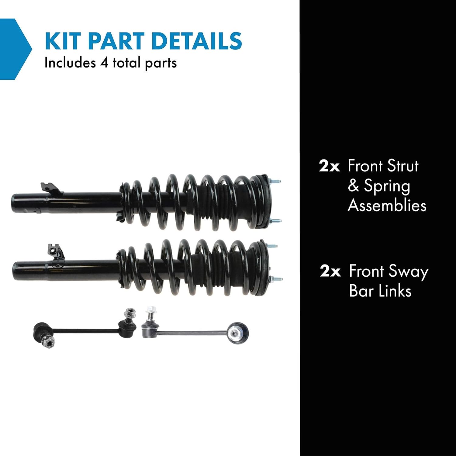 TRQ Front Suspension Kit Complete Strut & Coil Spring Assembly Sway Bar Stabilizer Link Compatible with 2009-2013 Mazda 6