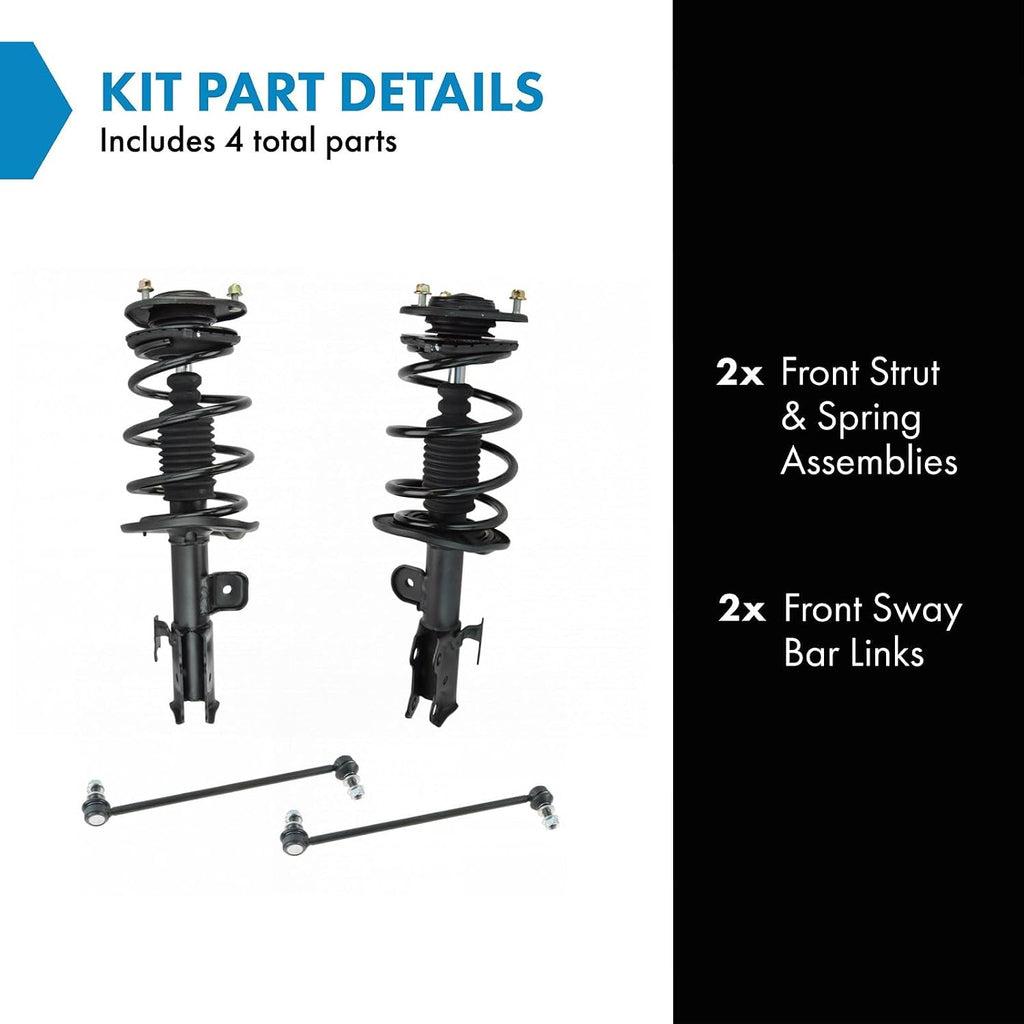TRQ Front Suspension Kit Complete Strut & Coil Spring Assembly Sway Bar Stabilizer Link Compatible with 2008-2015 Scion xB