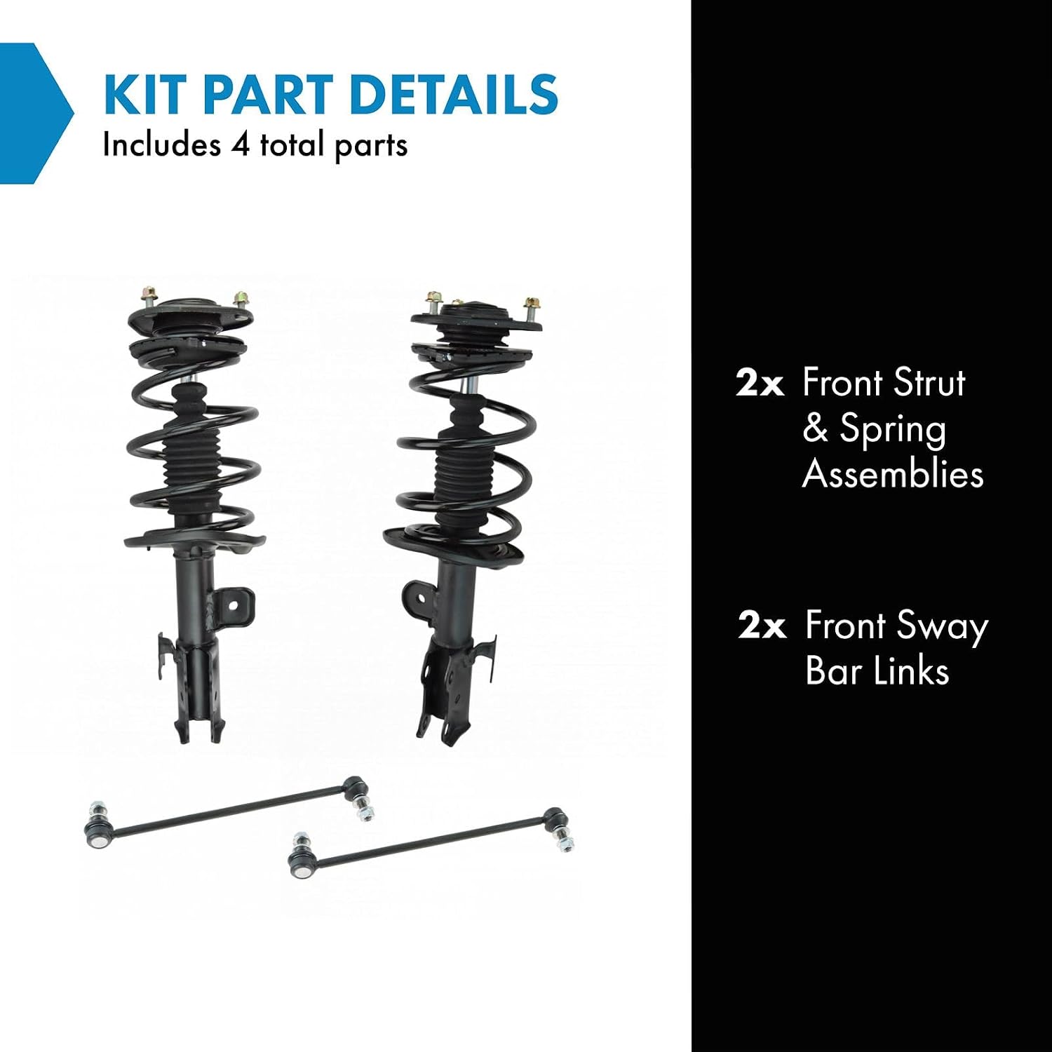 TRQ Front Suspension Kit Complete Strut & Coil Spring Assembly Sway Bar Stabilizer Link Compatible with 2008-2015 Scion xB