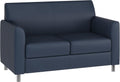 Flash Furniture Hercules Diplomat Side Reception Loveseat with Chrome Legs, Lobby Chair with Cushions and Flared Arms, Navy LeatherSoft