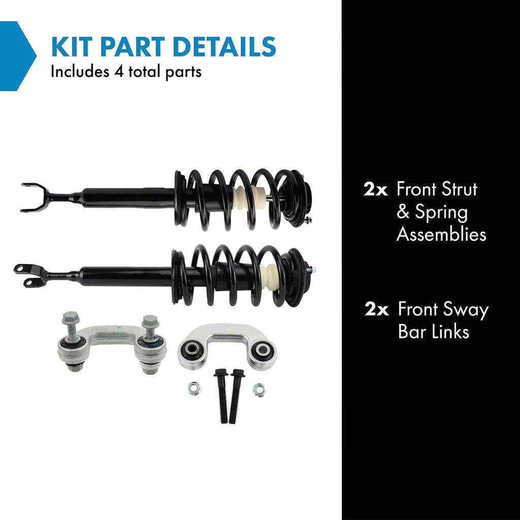 TRQ Front Suspension Kit Complete Strut & Coil Spring Assembly Sway Bar Stabilizer Link Compatible with 2000-2004 Audi A6 A6 Quattro 2001-2005 Volkswagen Passat