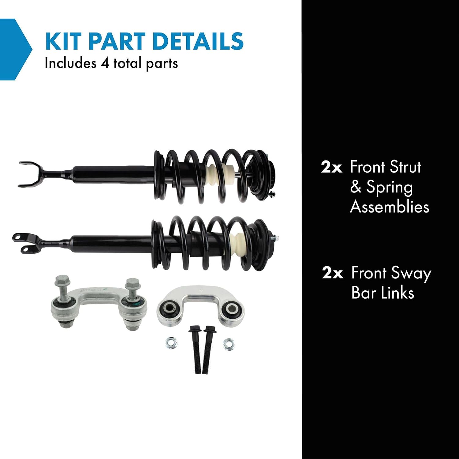 TRQ Front Suspension Kit Complete Strut & Coil Spring Assembly Sway Bar Stabilizer Link Compatible with 2000-2004 Audi A6 A6 Quattro 2001-2005 Volkswagen Passat
