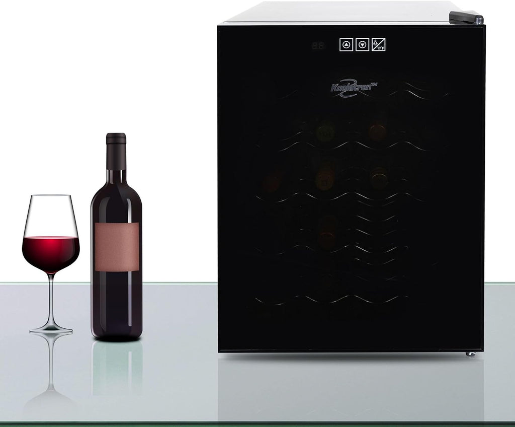 Koolatron 20 Bottle Wine Fridge – Freestanding Wine Cooler with Glass Door, 1.7 Cu Ft (48L), Beverage Can Refrigerator, Digital Temperature Control, Ideal for White, Red & Sparkling Wine, Champagne