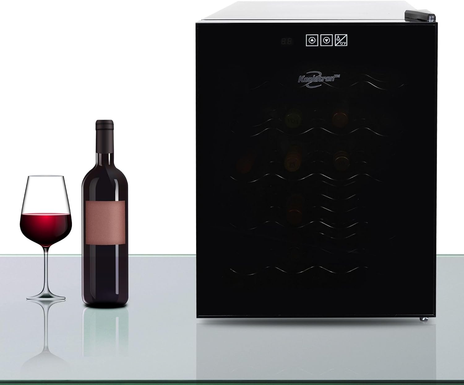 Koolatron 20 Bottle Wine Fridge – Freestanding Wine Cooler with Glass Door, 1.7 Cu Ft (48L), Beverage Can Refrigerator, Digital Temperature Control, Ideal for White, Red & Sparkling Wine, Champagne