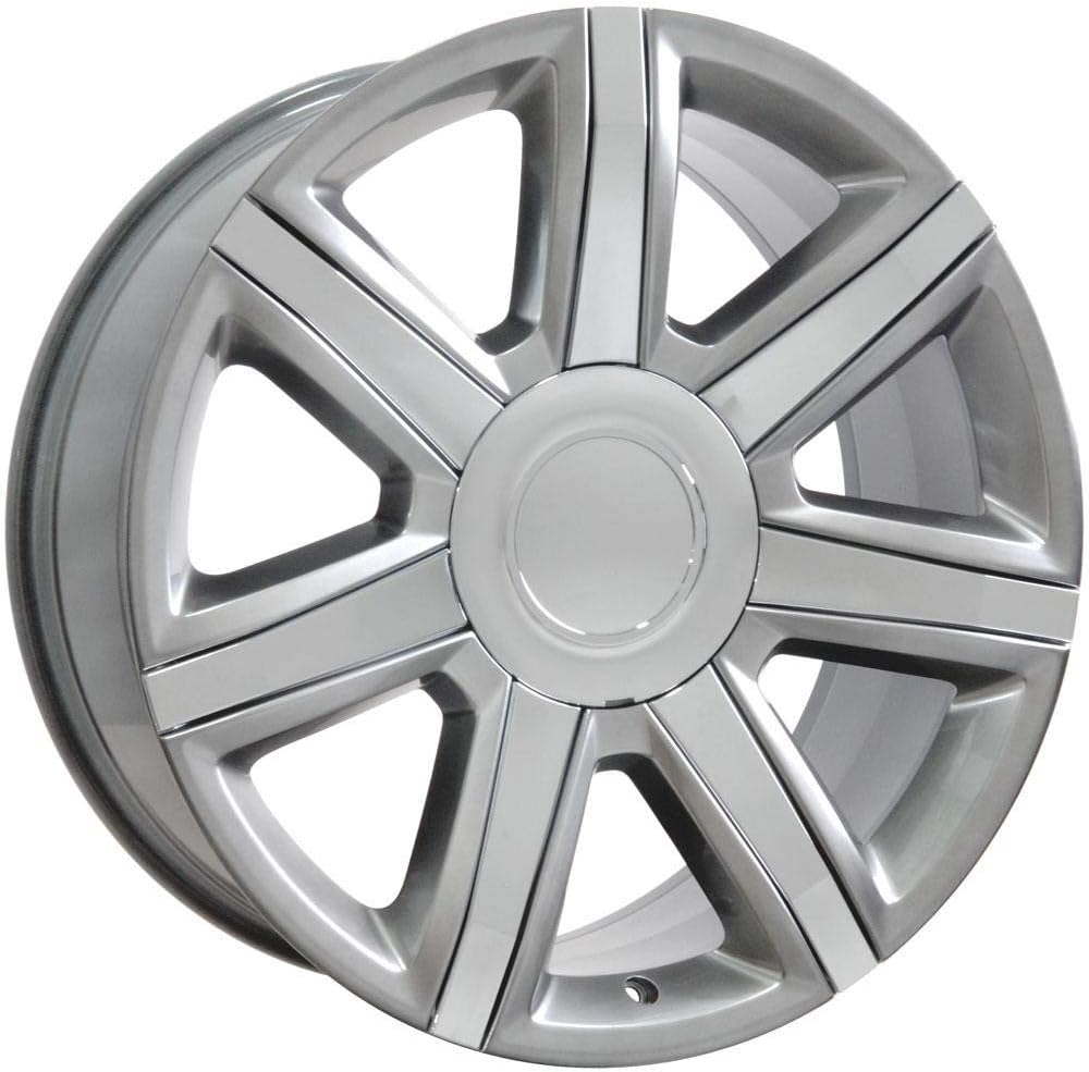 OE Wheels CA87 22 Inch Rim Fits Escalade Style 6x139.7 22x9 Gloss Hyper Silver with Chrome Insert - Hollander 4739 (1)