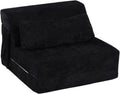 Folding Sofa Bed with Pillow, Convertible Sleeper Chair, Comfy Floor Futon Couch Mattress Lounge Sofa for Adults Portable Fold Out Chair Bed for Living Room Bedroom, Single, Black