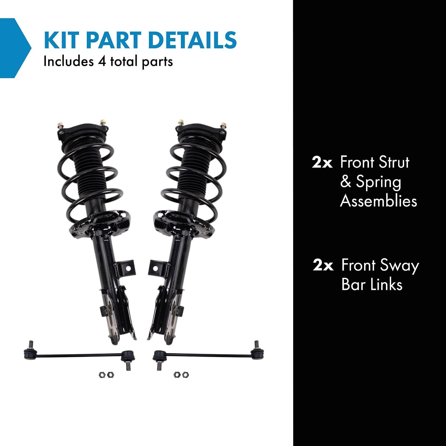 TRQ Front Suspension Kit Complete Strut & Coil Spring Assembly Sway Bar Stabilizer Link Compatible with 2016-2018 Hyundai Tucson 2017-2021 Kia Sportage