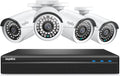 SANNCE 4K POE Security Camera System - 8CH 8MP NVR Recorder with 4PCS 5MP Outdoor Bullet Surveillance Cameras, Power Over Ethernet, Easy Mobile Access with APP Alert(No HDD)