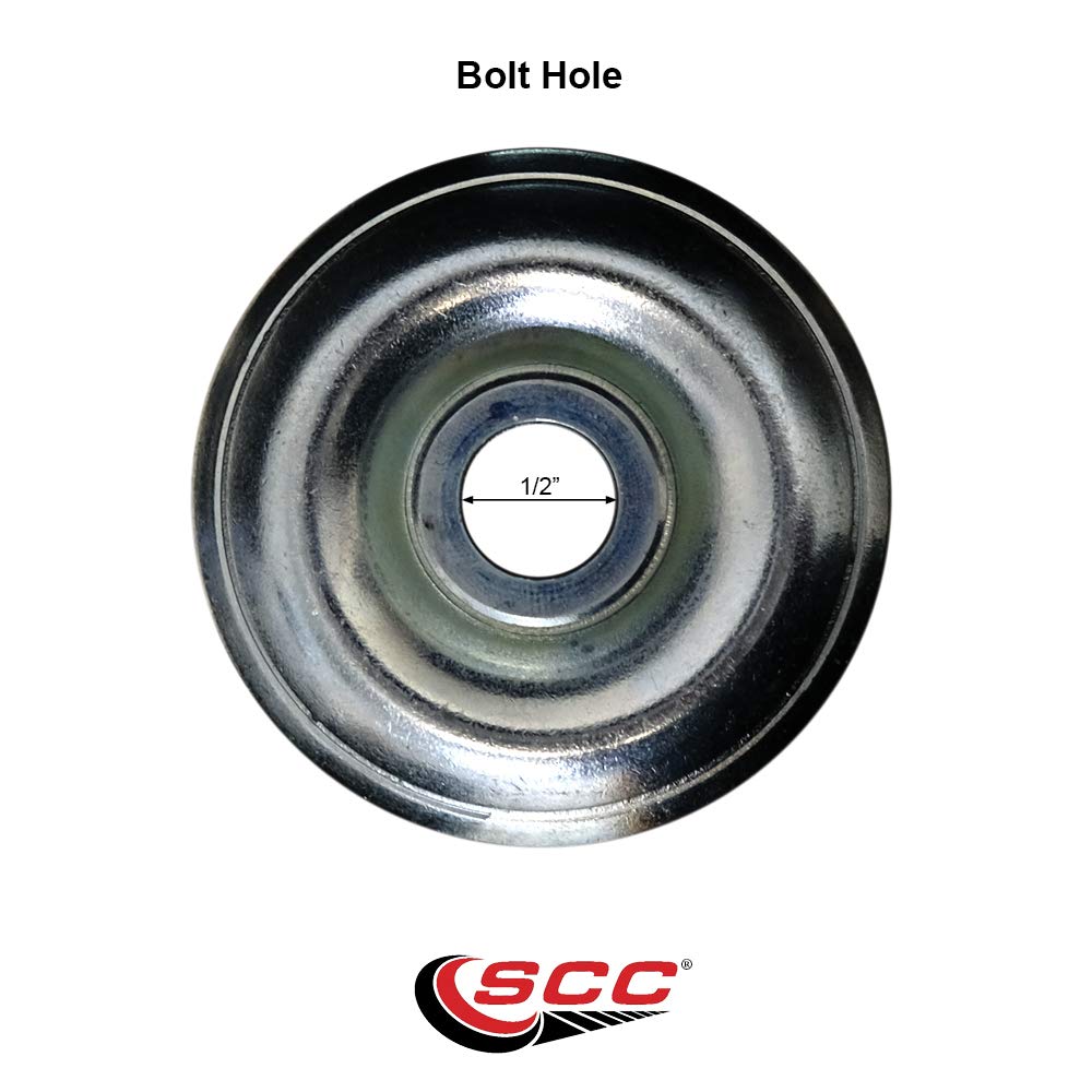 Semi Steel Cast Iron Swivel Bolt Hole Caster Set of 4 w/3' x 1.25' Silver Wheels - Includes 4 Swivel with Posi Lock Brakes - 1200 lbs Total Capacity - Service Caster Brand