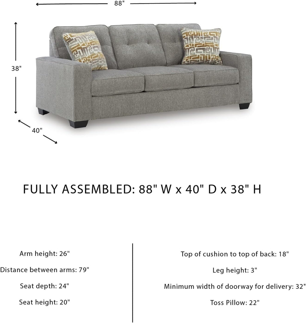 Signature Design by Ashley Fanciful Classic Sofa with Tufted Cushion and Removable Cushion, Light Gray