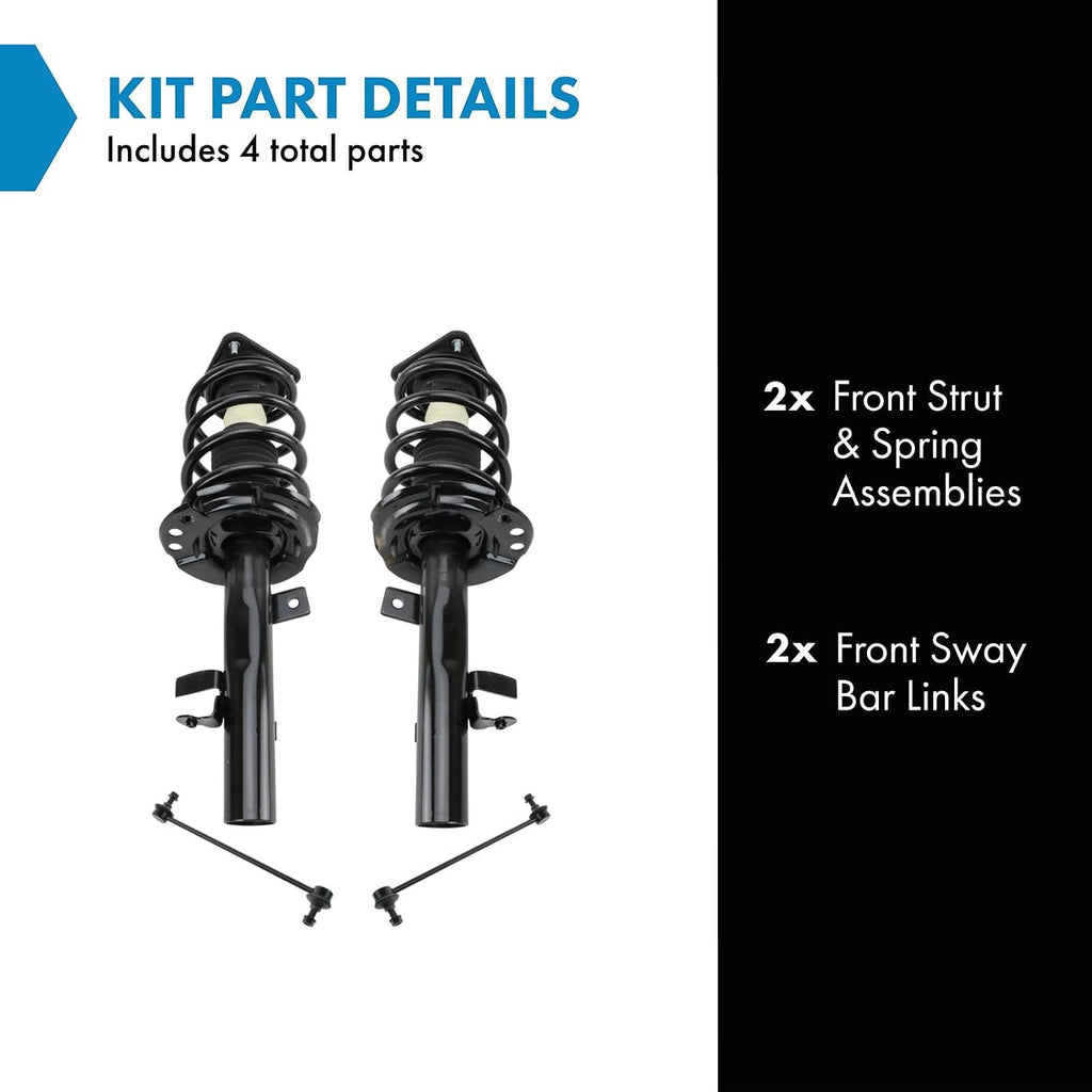TRQ Front Suspension Kit Complete Strut & Coil Spring Assembly Sway Bar Stabilizer Link Compatible with 2015-2019 Lincoln MKC