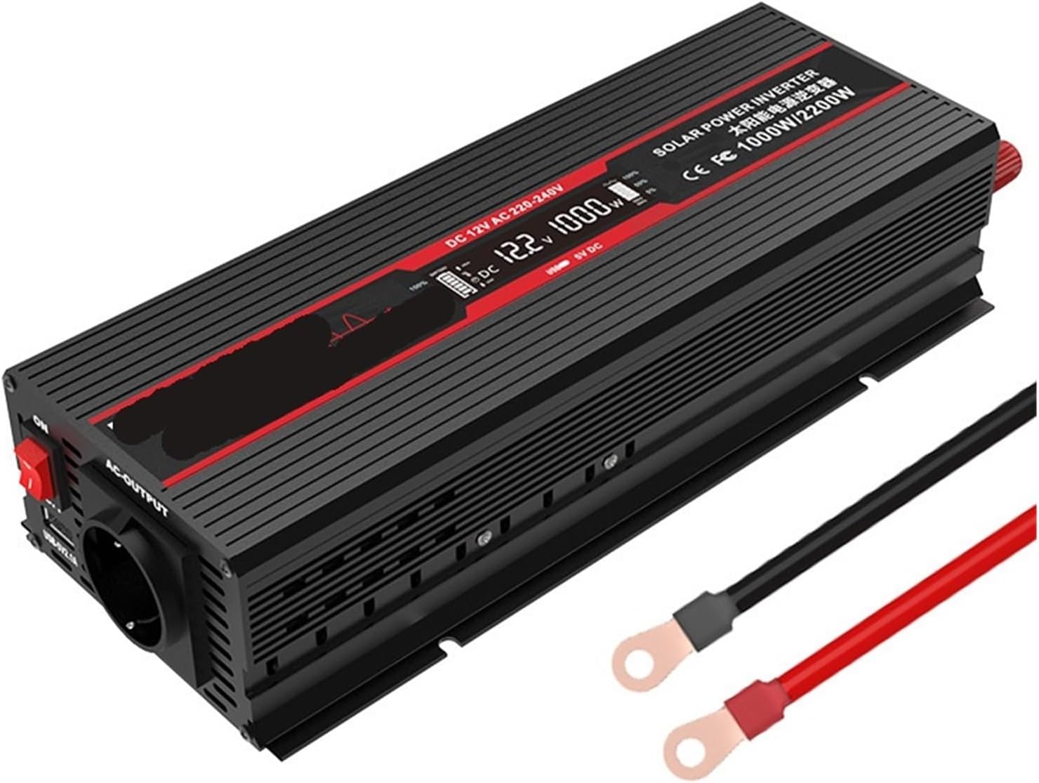 Solar Pure sine Wave Inverter 1000W 1500W 12V 24V Power Converter(02224V1500WBlack)
