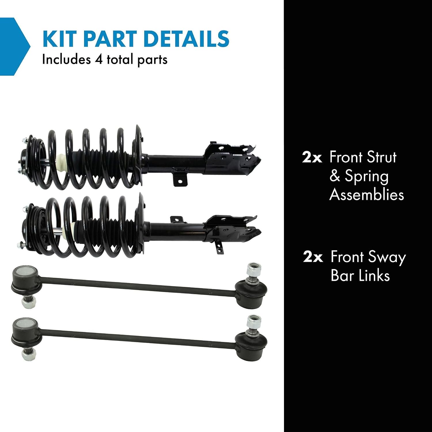 TRQ Front Suspension Kit Complete Strut & Coil Spring Assembly Sway Bar Stabilizer Link Compatible with 2011-2017 Jeep Patriot