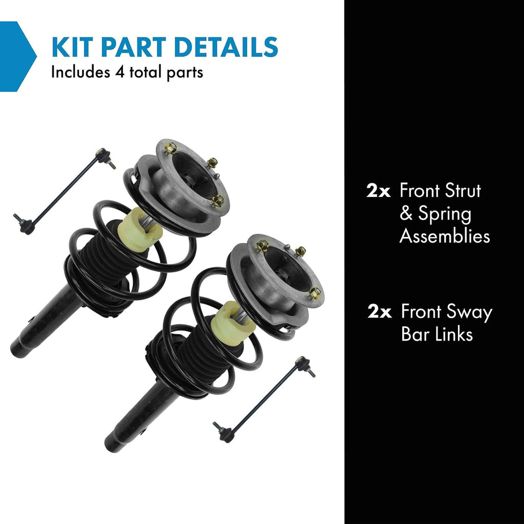TRQ Front Suspension Kit Complete Strut & Coil Spring Assembly Sway Bar Stabilizer Link Compatible with 2000 BMW 323Ci 1999-2000 323i 2001-2006 325Ci 2001-2005 325i 328Ci 328i 330Ci 330i