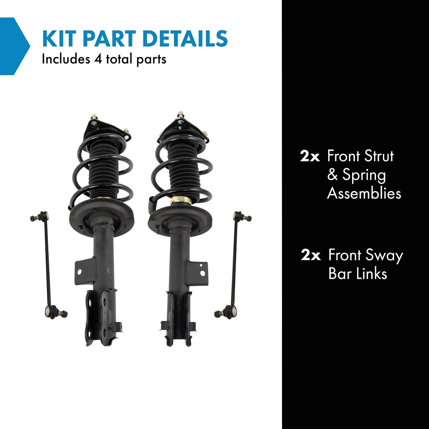 TRQ Front Suspension Kit Complete Strut & Coil Spring Assembly Sway Bar Stabilizer Link Compatible with 2012-2014 Hyundai Sonata