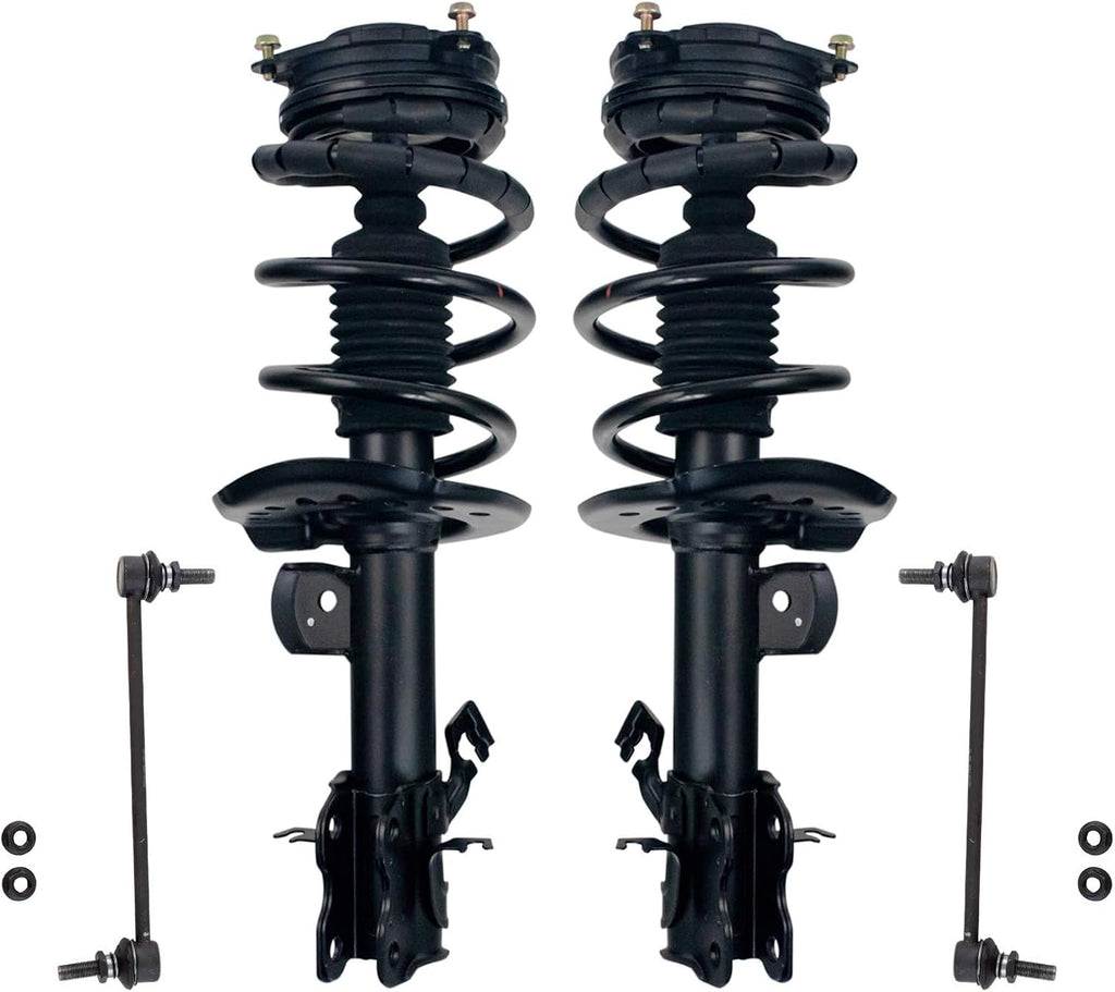 TRQ Front Suspension Kit Complete Strut & Coil Spring Assembly Sway Bar Stabilizer Link Compatible with 2015-2018 Chevrolet City Express 2013-2019 Nissan NV200