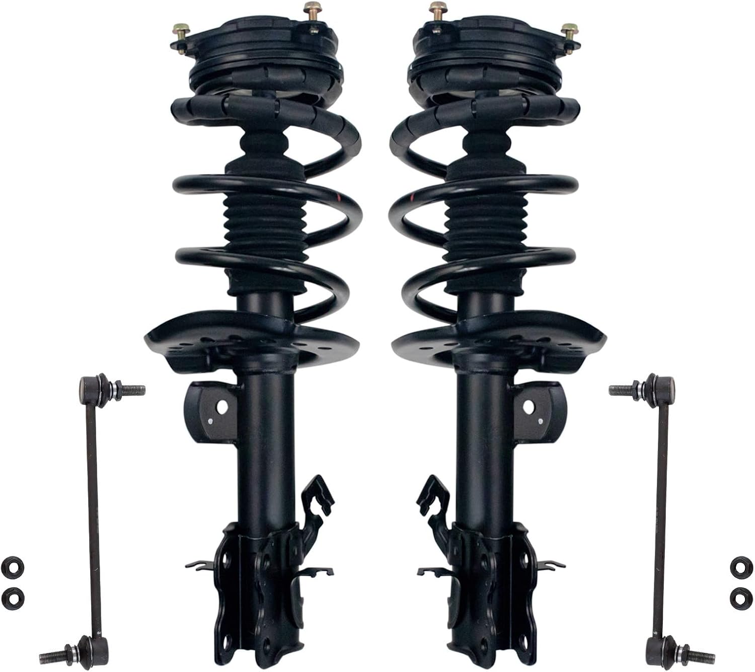TRQ Front Suspension Kit Complete Strut & Coil Spring Assembly Sway Bar Stabilizer Link Compatible with 2015-2018 Chevrolet City Express 2013-2019 Nissan NV200