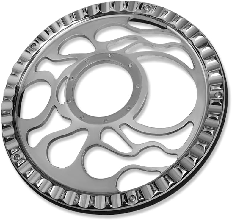 Chrome 14' Billet Aluminum 9 Holes Steering Wheel Flamed Style with Black Leather Half Wrap & Smooth Horn Button & Adapter