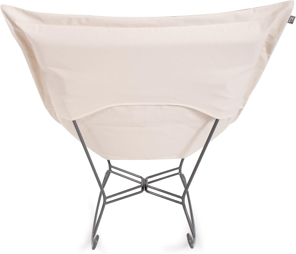 Howard Elliott Collection Scroll Puff Rocker Chair with Cover, Multipurpose Butterfly Seating with Titanium Frame, Portable Indoor & Outdoor Patio Lounge Chair for Camping & Home, Bella Sand