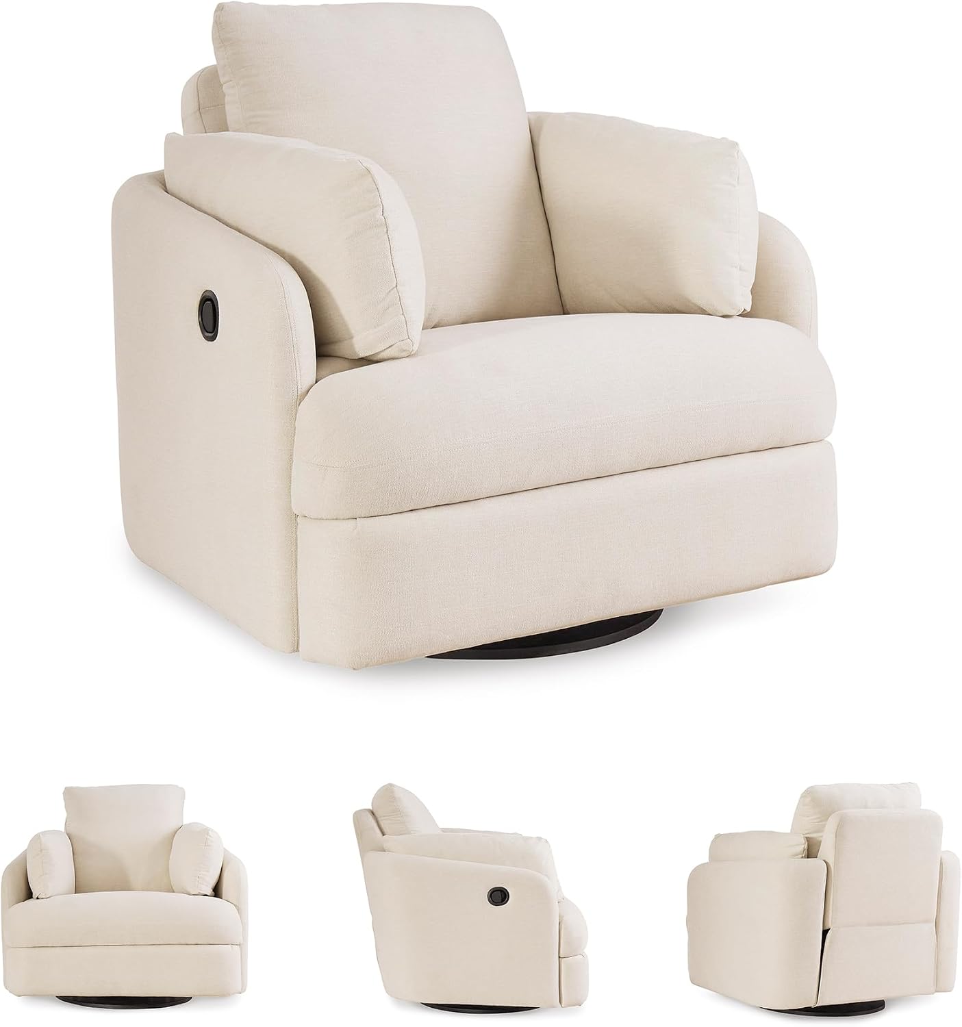 Signature Design by Ashley Modmax Coastal Press-Back Swivel Glider Rocker Recliner with Machine Washable Cover, Hidden Storage Compartments and 2 Bolster Pillows, Beige