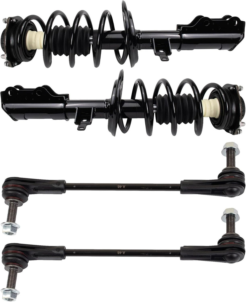 TRQ Front Suspension Kit Complete Strut & Coil Spring Assembly Sway Bar Stabilizer Link Compatible with 2017-2019 Cadillac XT5 GMC Acadia