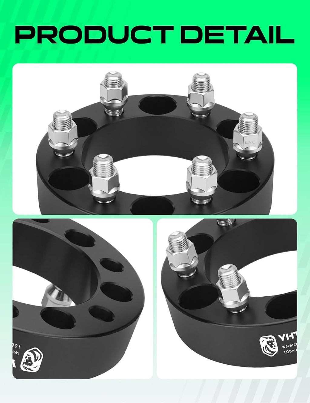 YHTAUTO 6x5.5 to 6x135 Wheel Adapters 1.5 inch Fits Chevy Silverado 1500, Tahoe, GMC Sierra 1500, Cadillac Escalade, Forged Wheel Tire Adapters w/ M14x1.5 & 12.9 Studs, 108mm Center Bore 6 Lug 4PCS